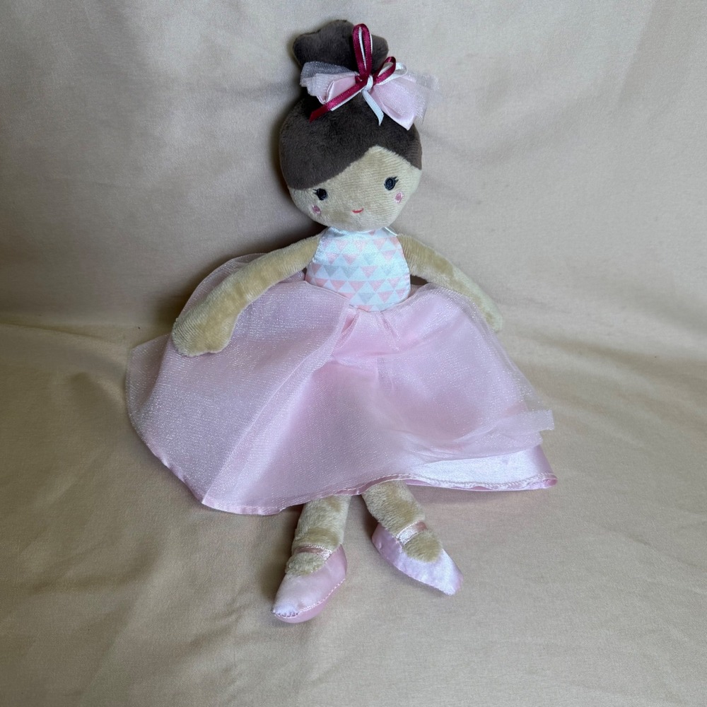 Okie Dokie Plush Ballerina Doll Pink Tulle Tutu Brown Hair Rag Doll F21912